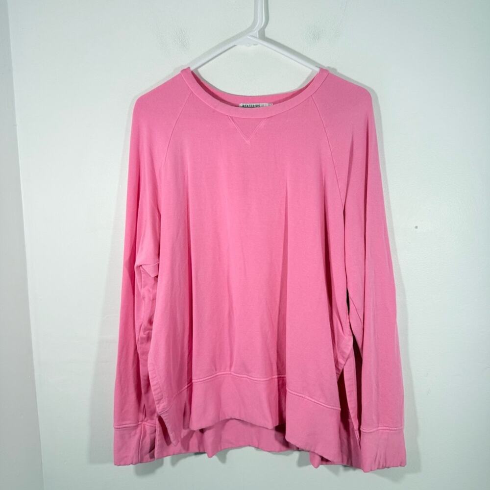 Stateside Bubblegum Pink Softest Fleece Raglan Side Slit Sweatshirt Large